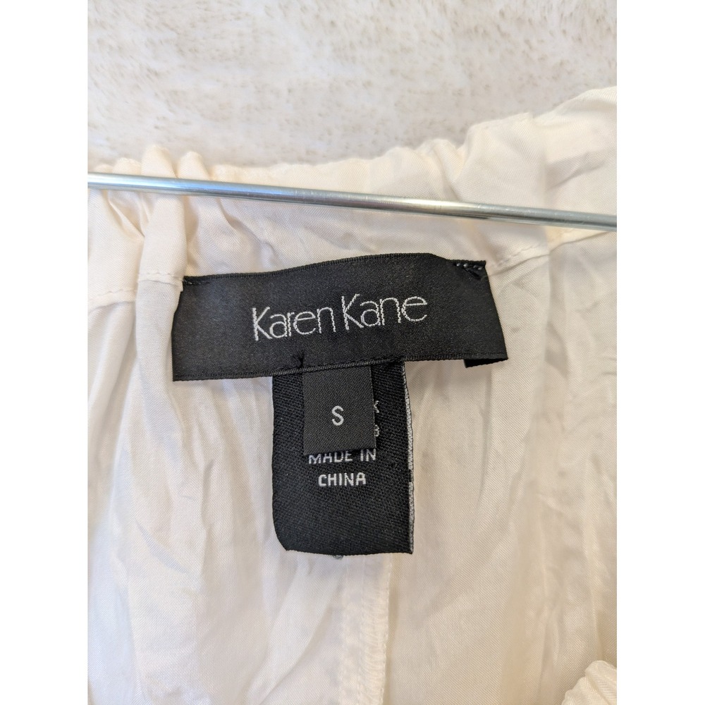 NEW Karen Kane Blouson Top Women's S White Silk Beaded Shell Trim Indian Summer - Picture 5 of 12